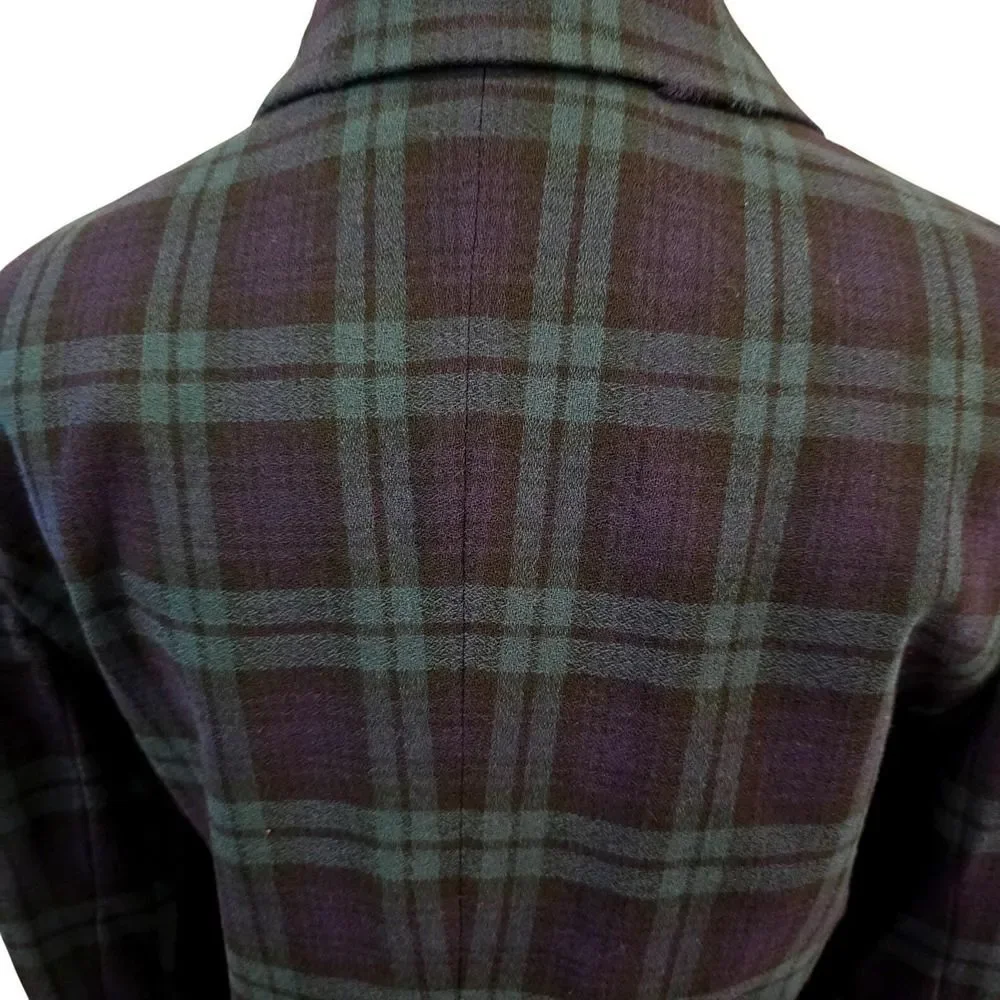 Vintage 90s Linda Allard Ellen Tracy Tartan Knit Wool Blazer Size 10 Korea